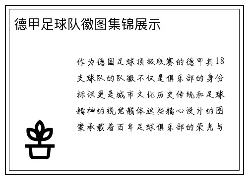 德甲足球队徽图集锦展示